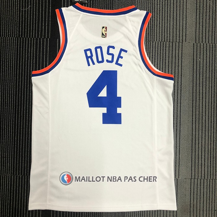 Maillot New York Knicks Derrick Rose NO 4 75th Anniversary Blanc